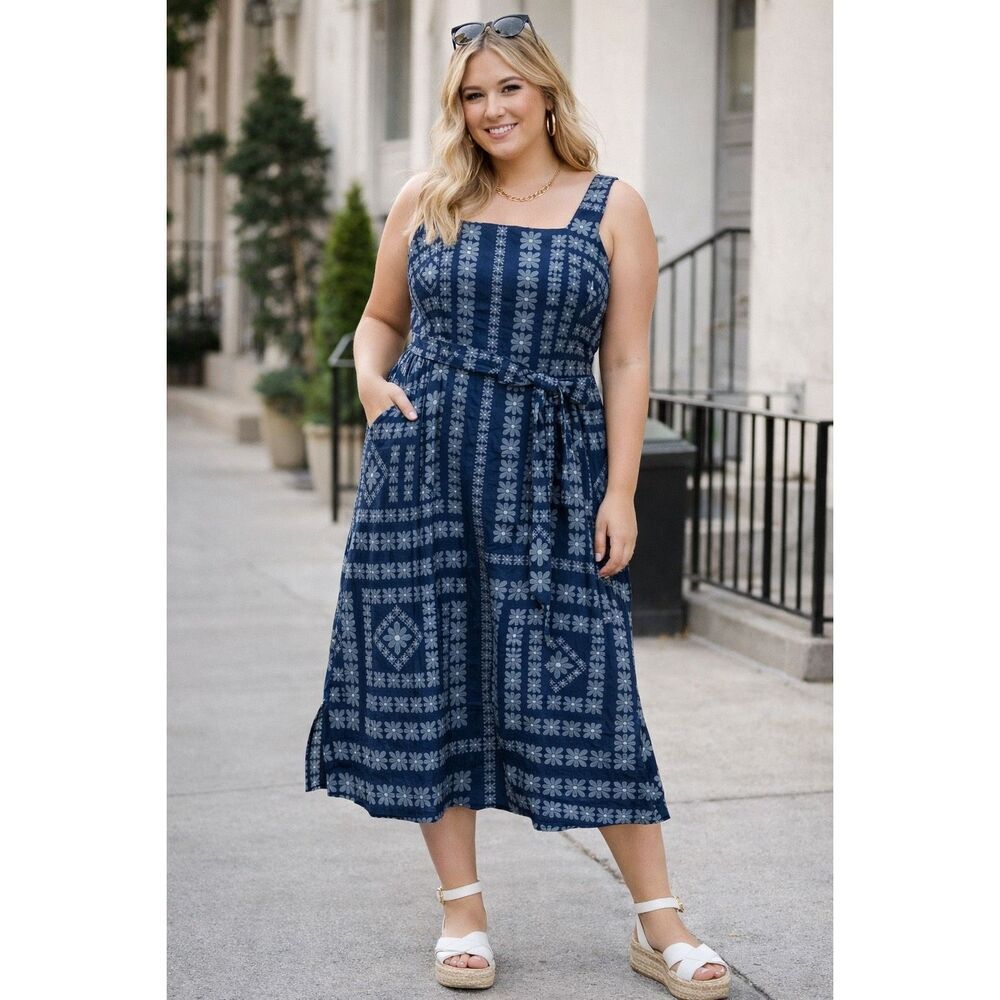 NWT Loft midi tie waist dress, Sz 14, $98 G30
